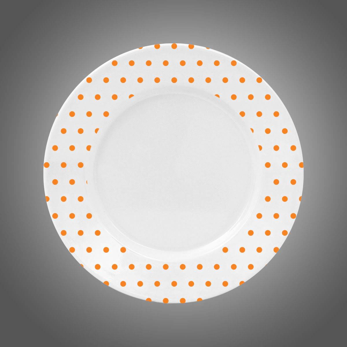 17 cm çapında melaminden üretilmiş beyaz ve desenli servis tabağı